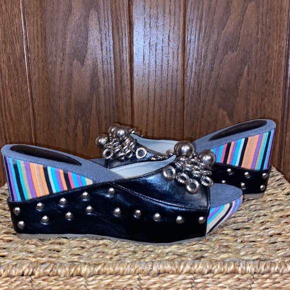 Passions Studded Multi-colored Platform Sandals-Style-Debbie-Women’s Size 10 - Picture 9 of 11